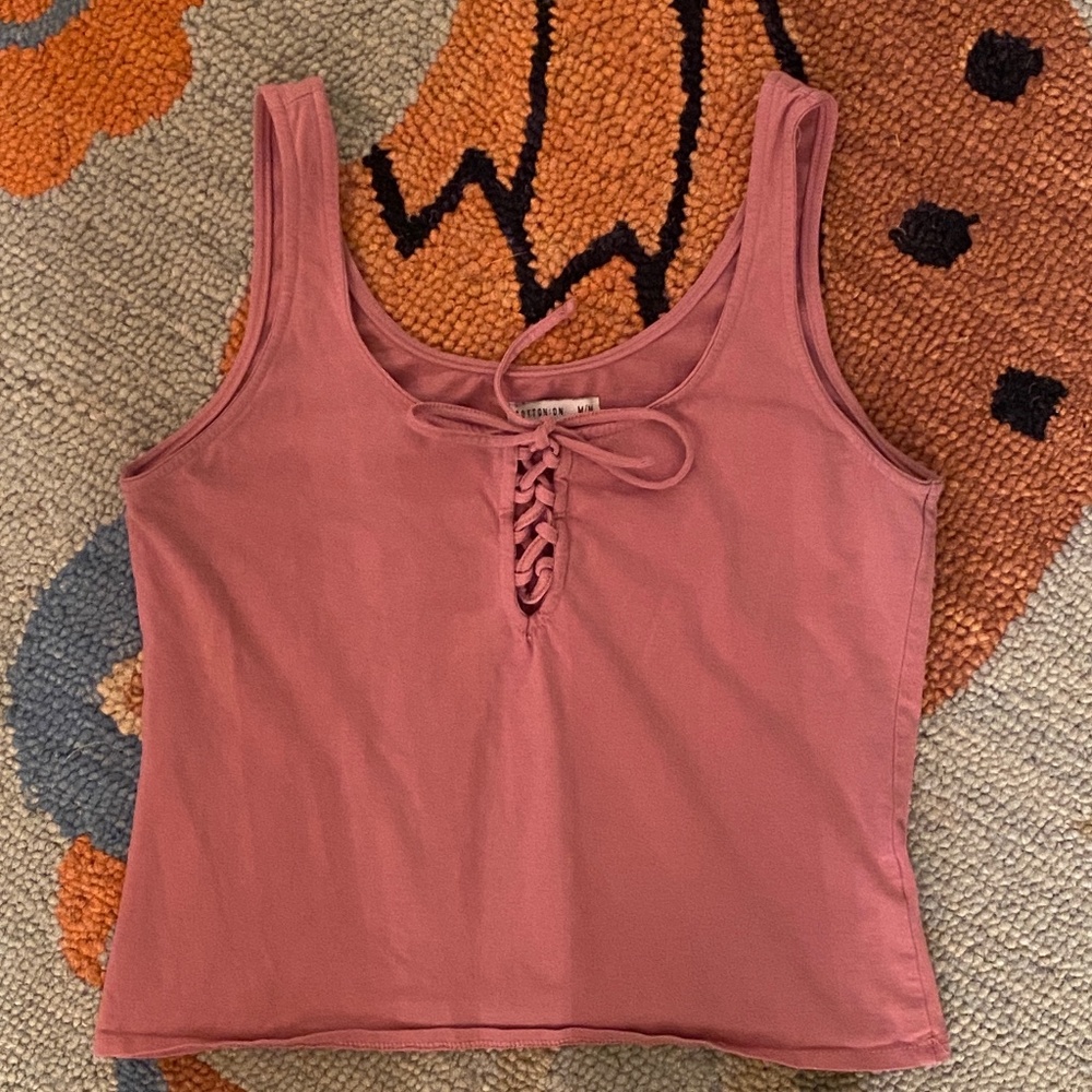 COTTON:ON I Dark Pink Blush Lace Up Tank Top